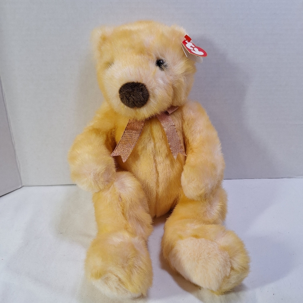 Ty Beanie Buddies Butterbeary Plush Yellow Bear 15" 1999 Tags Ribbon Bow